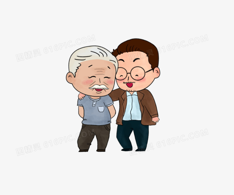 重阳节陪伴老人人物插画元素