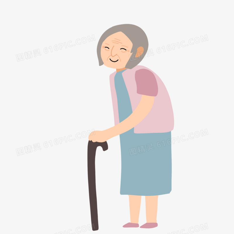 手绘卡通老人老奶奶形象元素