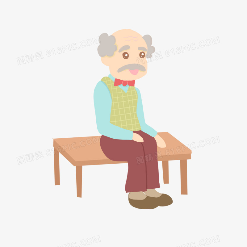 重阳节老人爷爷休息手绘卡通元素