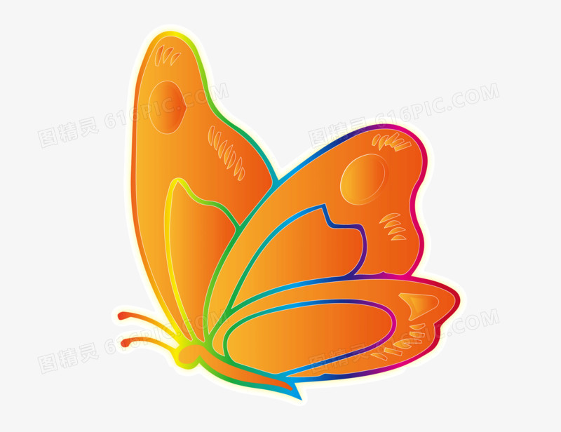 手绘彩色蝴蝶矢量图元素