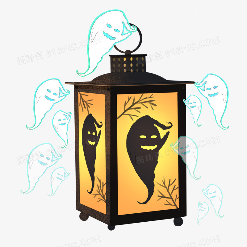 手绘万圣节之小鬼装饰图案油灯