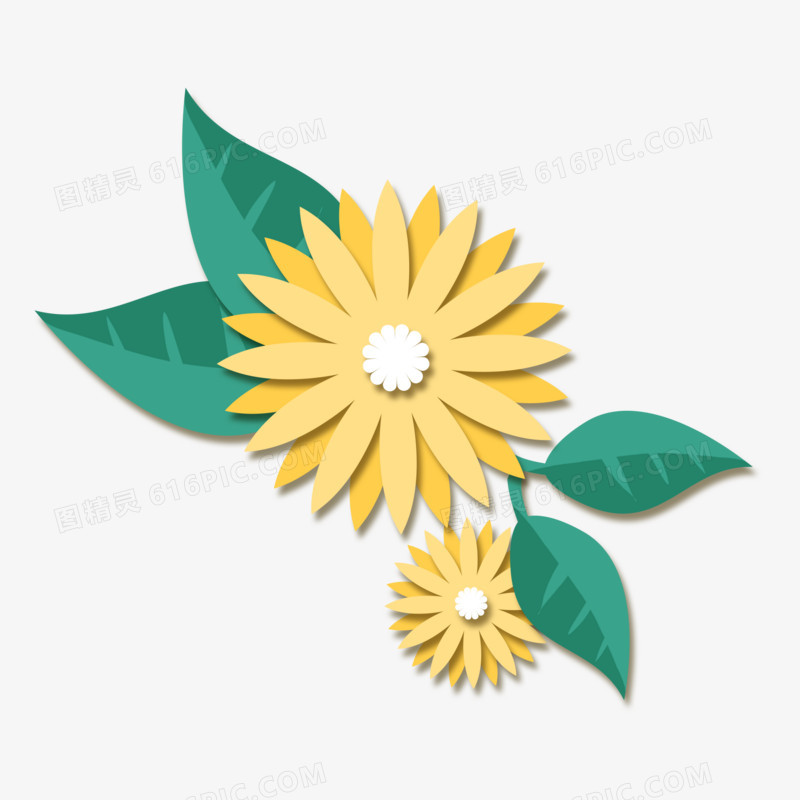 矢量卡通菊花折纸效果免抠元素