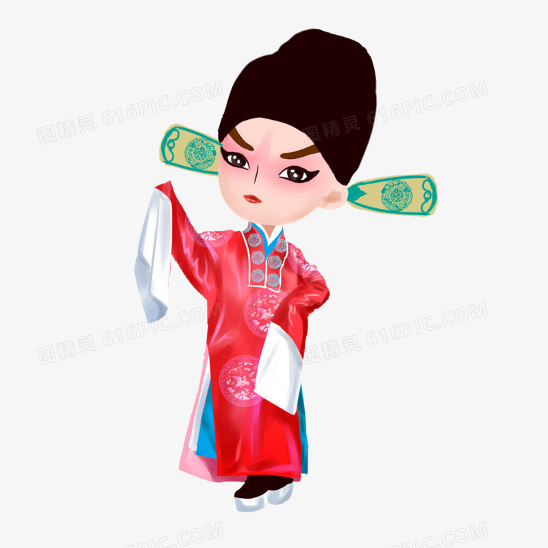 手绘唱戏人物书生素材