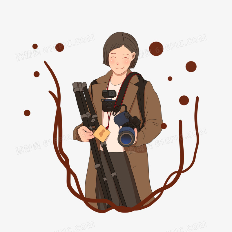 手绘中国记者日之女记者