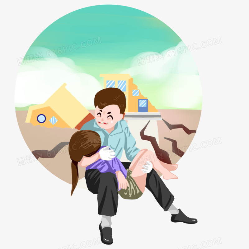 手绘抗震救灾哭泣素材
