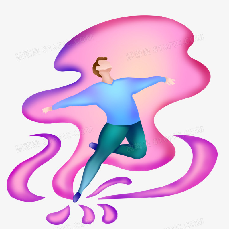 手绘波普扁平飞翔素材