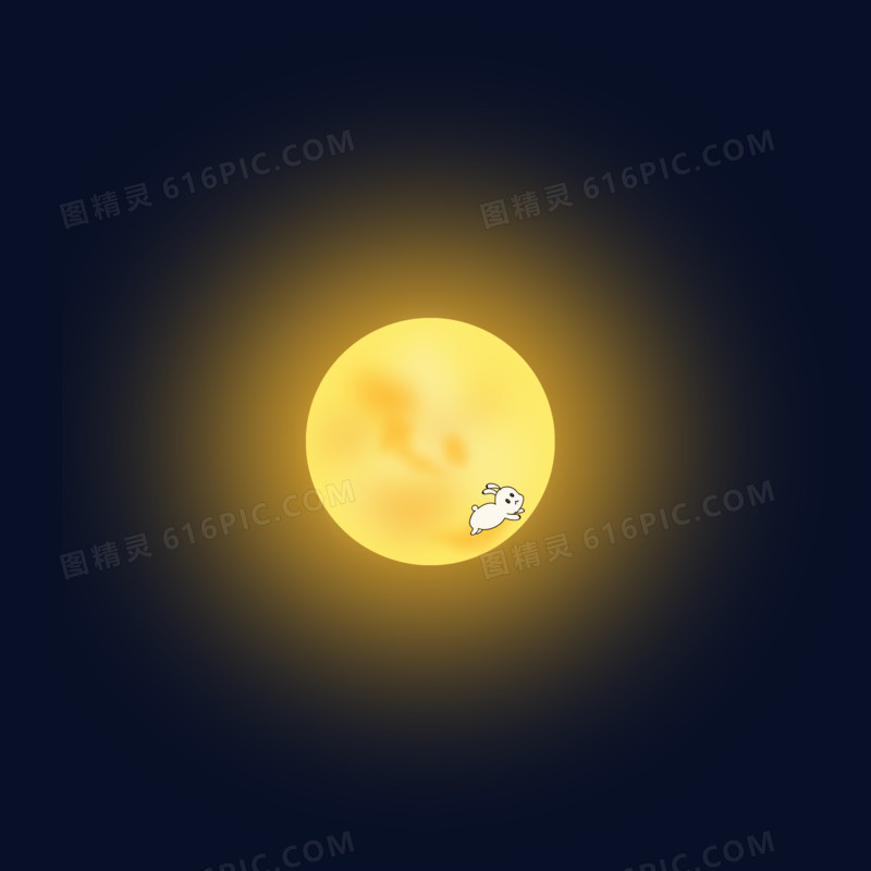 中秋节月亮兔子手绘