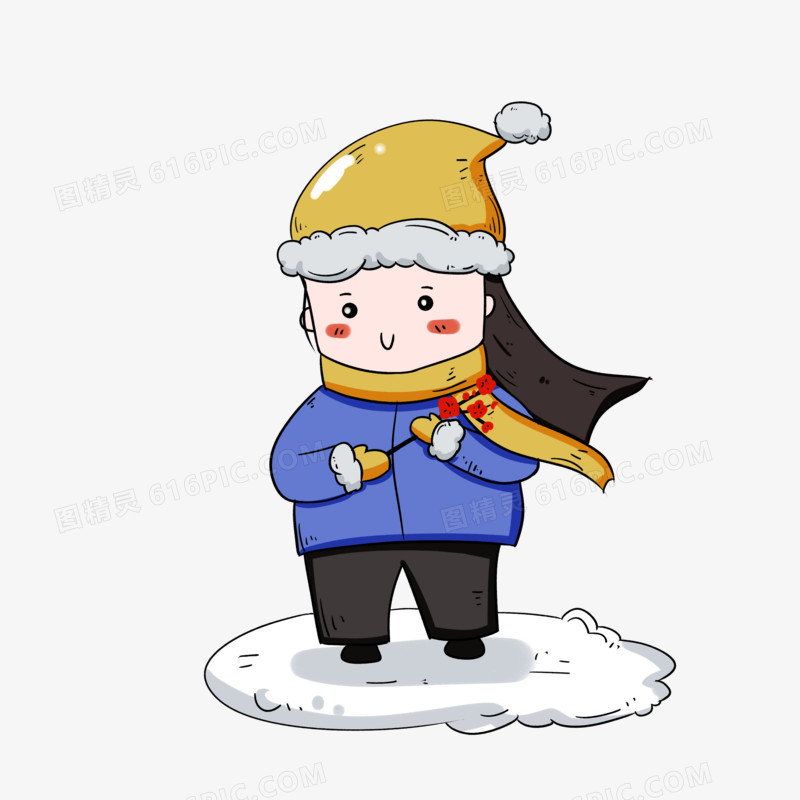 小雪保暖女孩插画