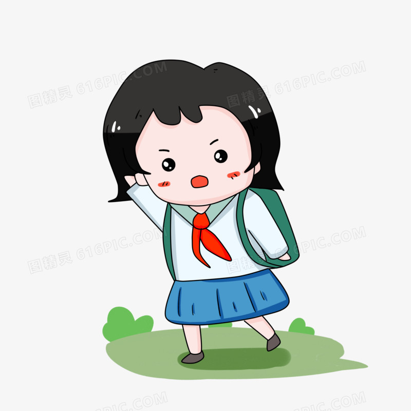 上学打招呼的女孩