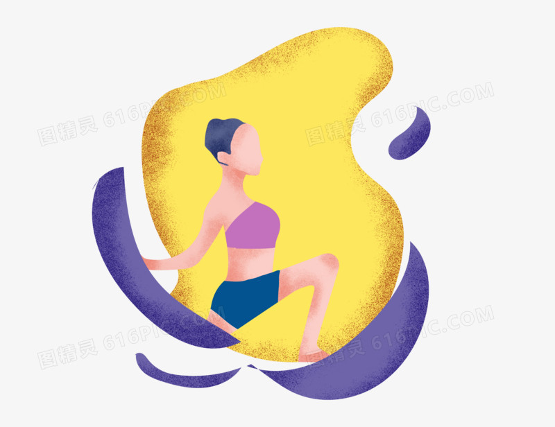 手绘瑜伽矢量图插画人物