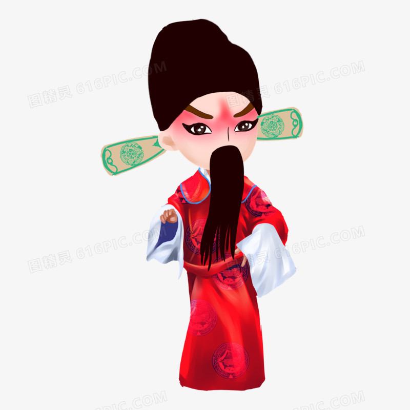 手绘唱戏人物胡须素材