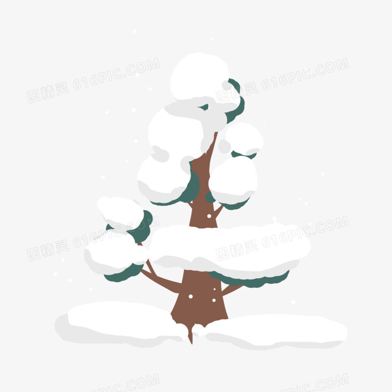 手绘冬季下雪小场景免抠元素