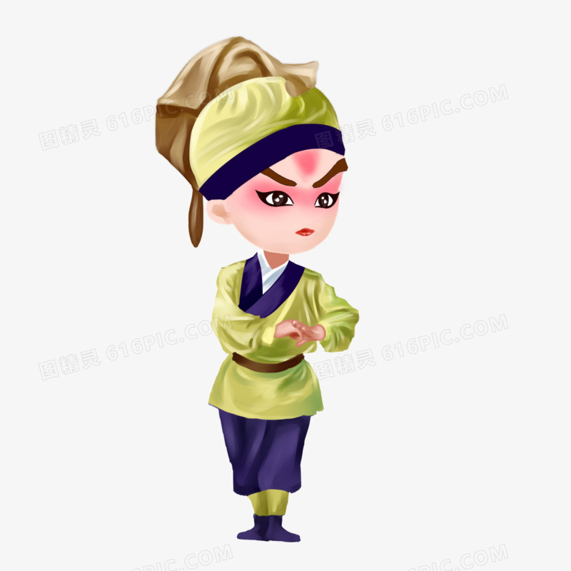 手绘唱戏人物配角素材