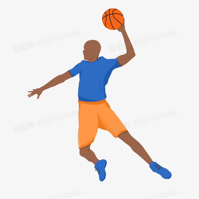 卡通运动打篮球人物手绘插画设计