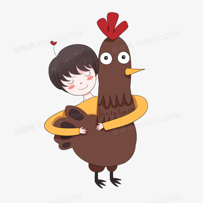 手绘感恩节之拥抱鸡的女孩