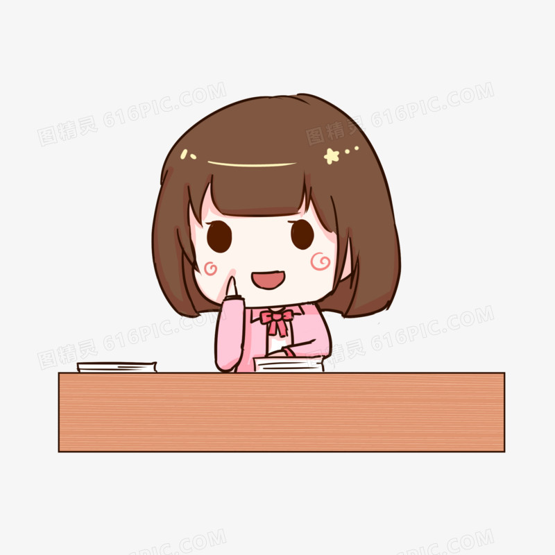 创意卡通开学季小孩上课举手元素