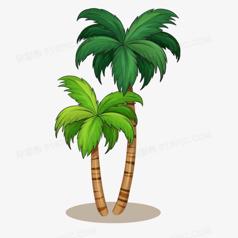 高低不一的卡通椰子树