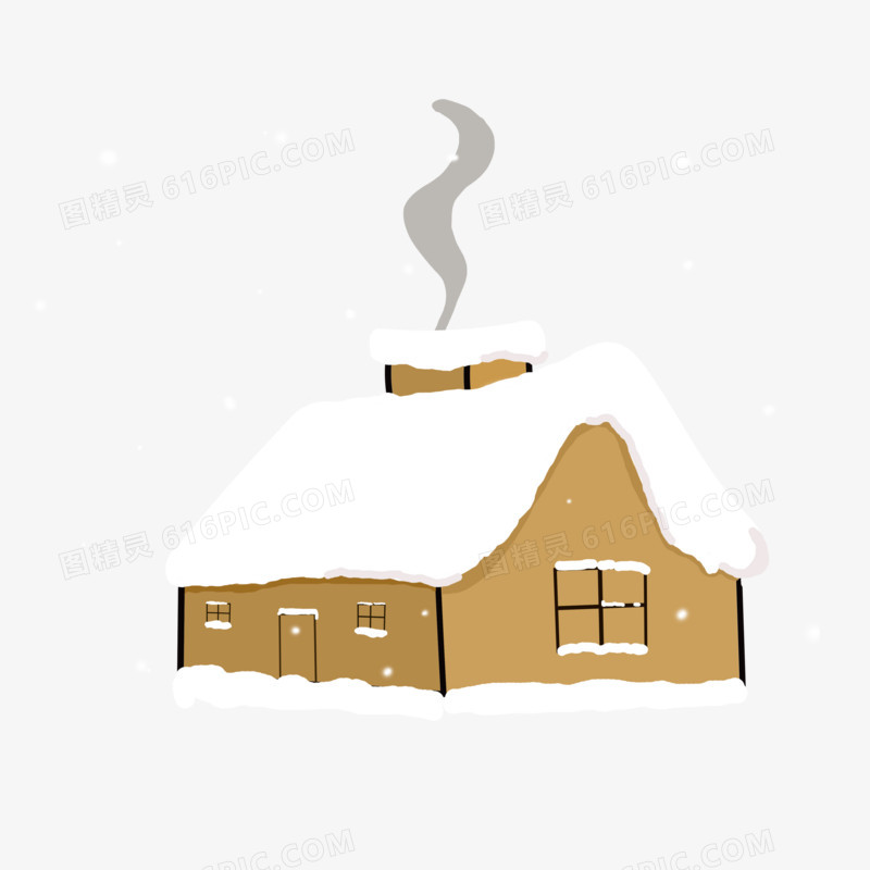 下雪房屋手绘素材