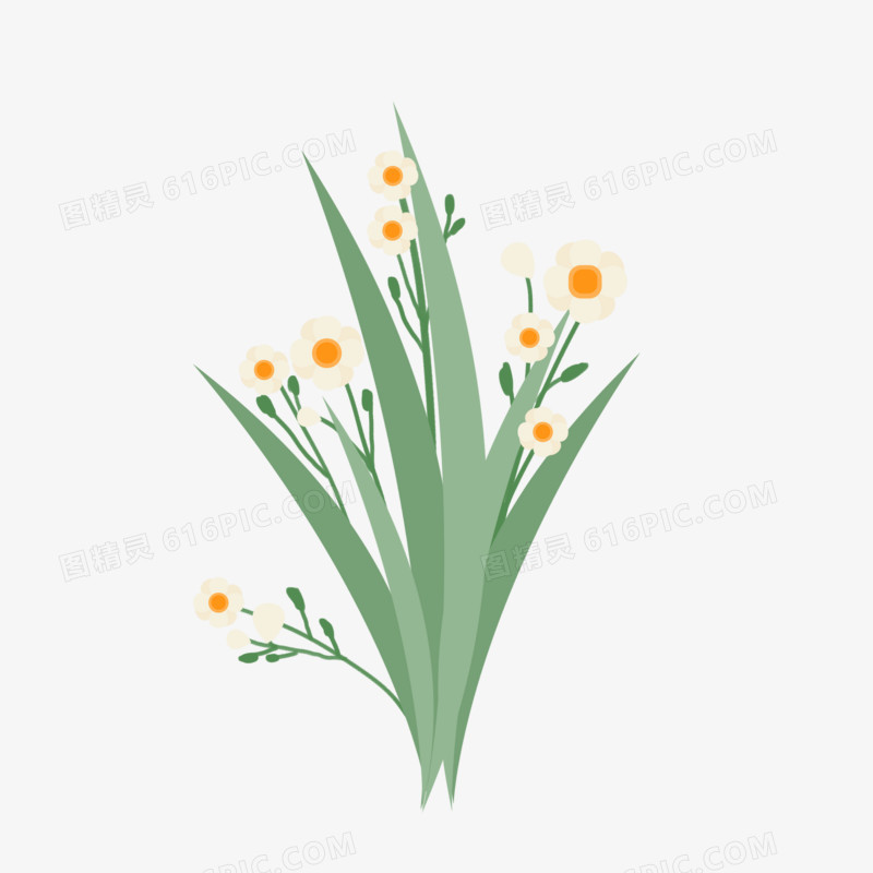 矢量精致冬日水仙花花朵植物花卉卡通手绘免抠元素
