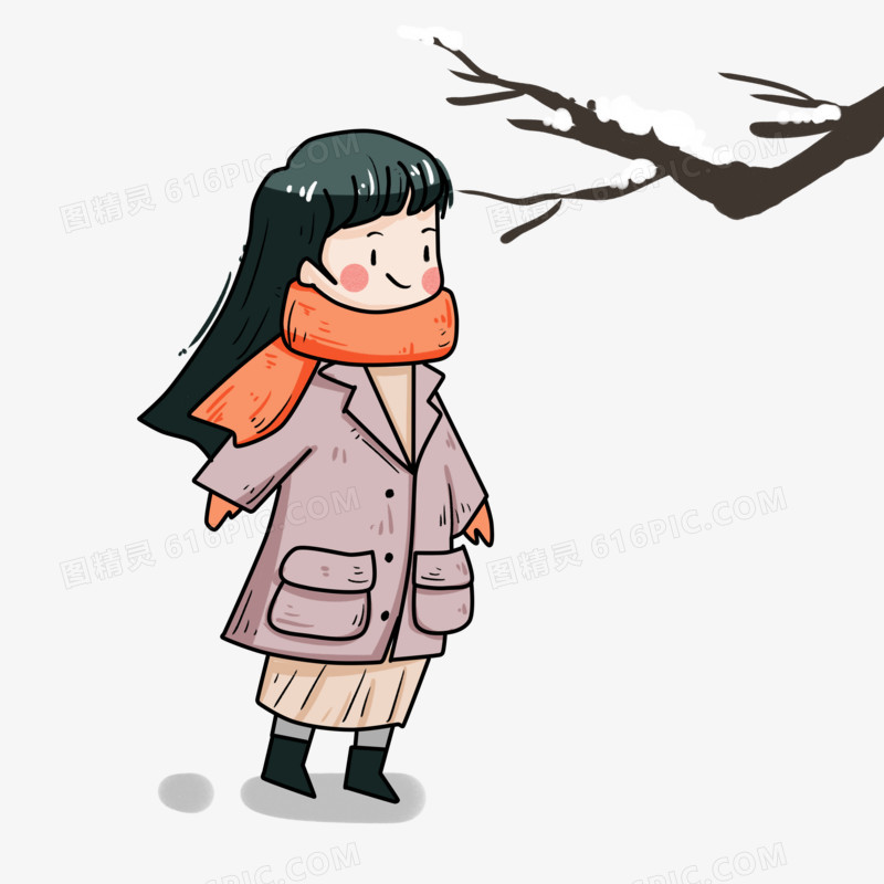枯树下的元气女孩