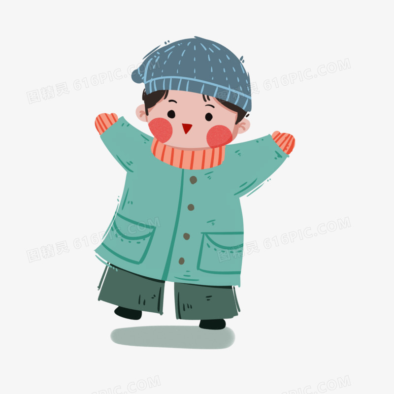 保暖男孩可爱插画