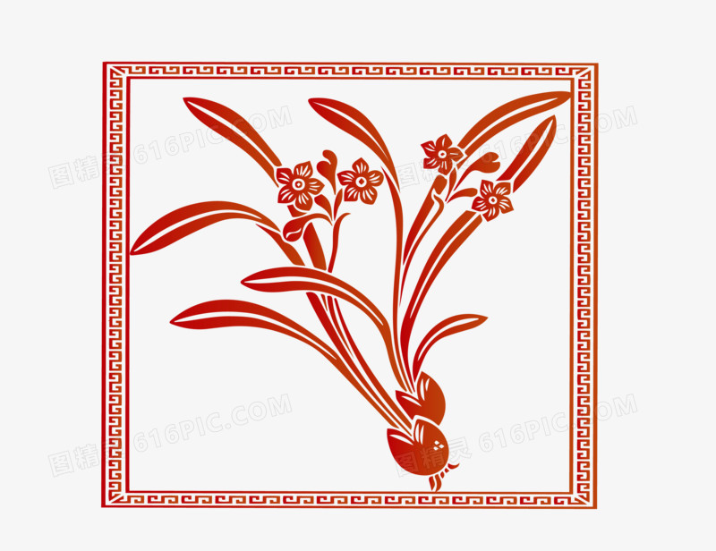 手绘兰花图案插画素材元素
