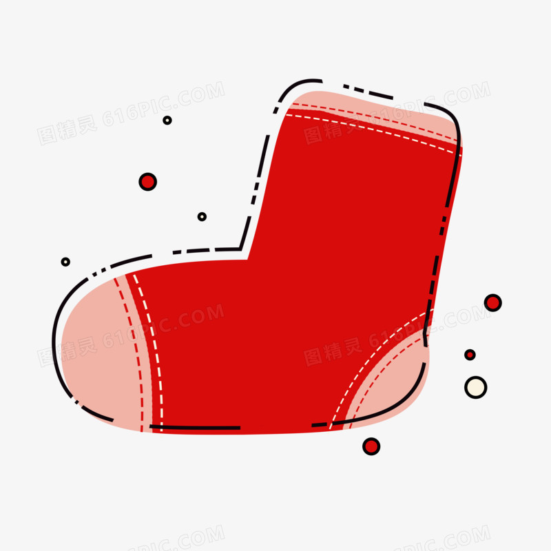 红色圣诞节圣诞袜子MBE风格矢量原创手绘卡通免抠元素