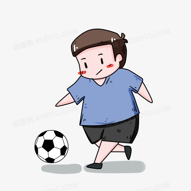 踢足球的可爱男孩插画