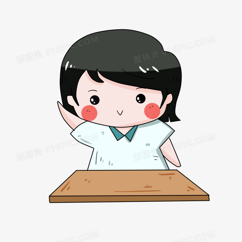 女孩上课举手发言