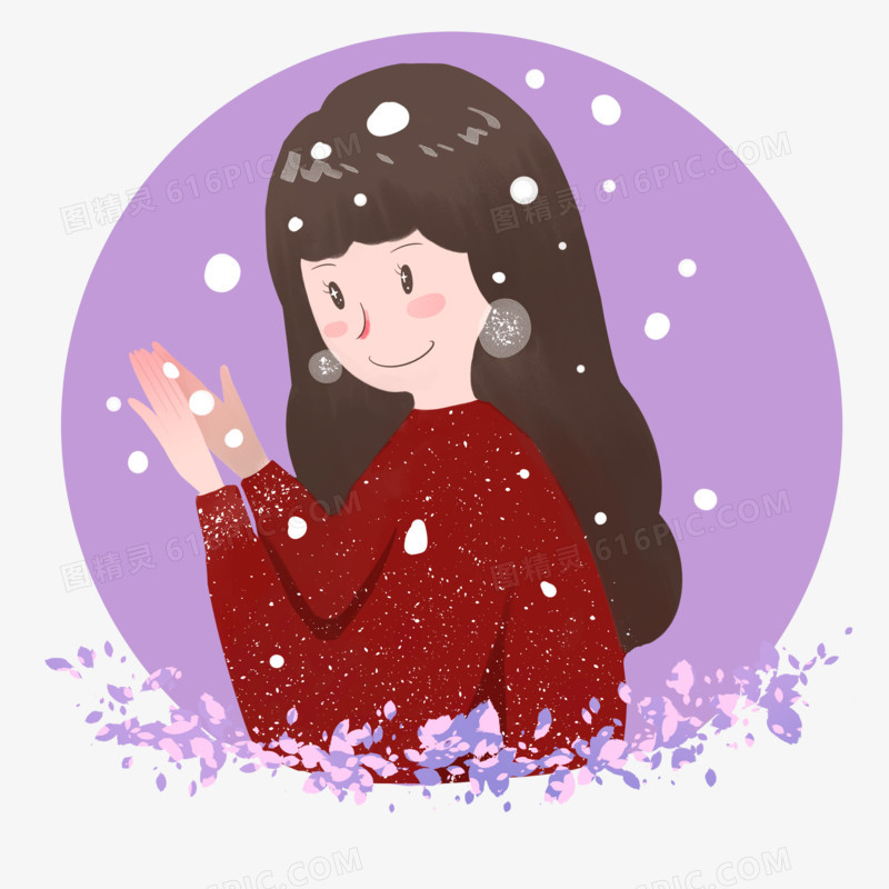 手绘冬季主题之可爱的冬姑娘