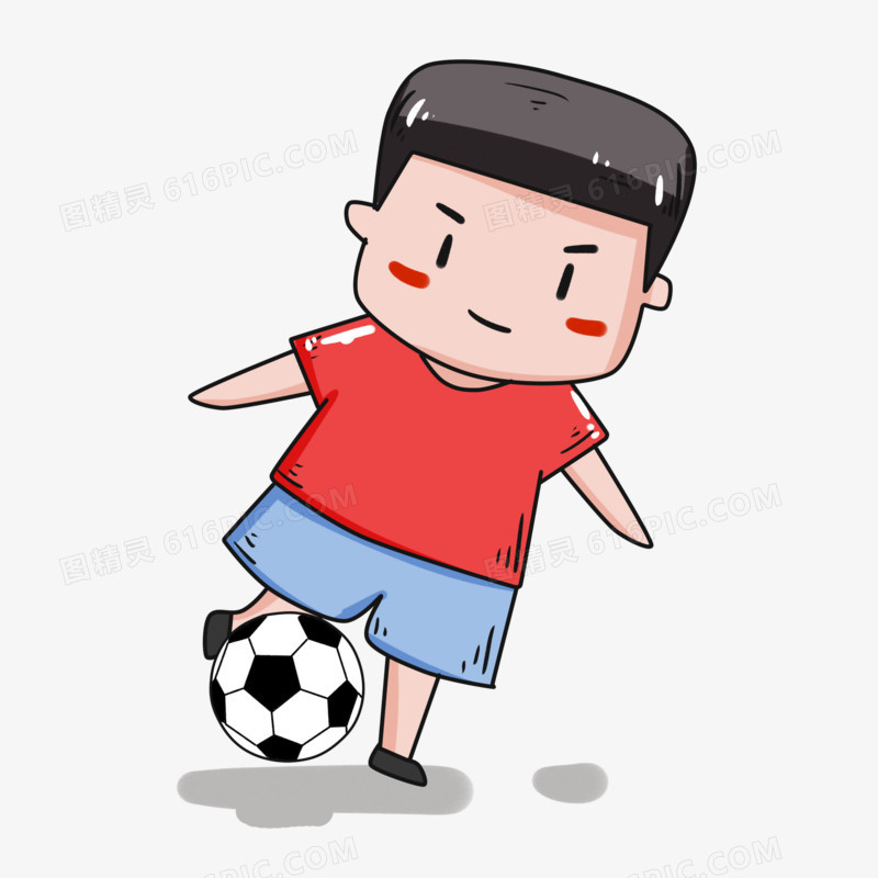 运动男孩踢足球插画