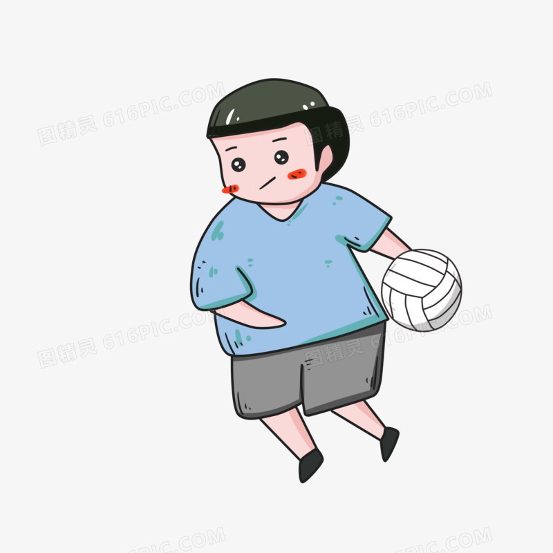 运球男孩可爱排球插画