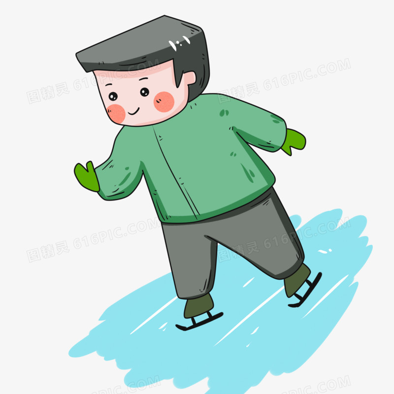 冬季男孩滑冰插画