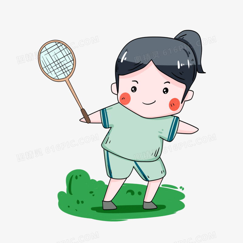 运动女孩打羽毛球