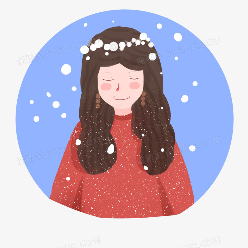 手绘冬季主题之雪姑娘