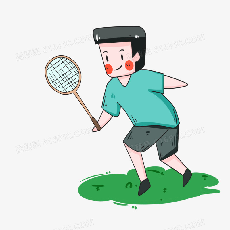 运动男孩打羽毛球