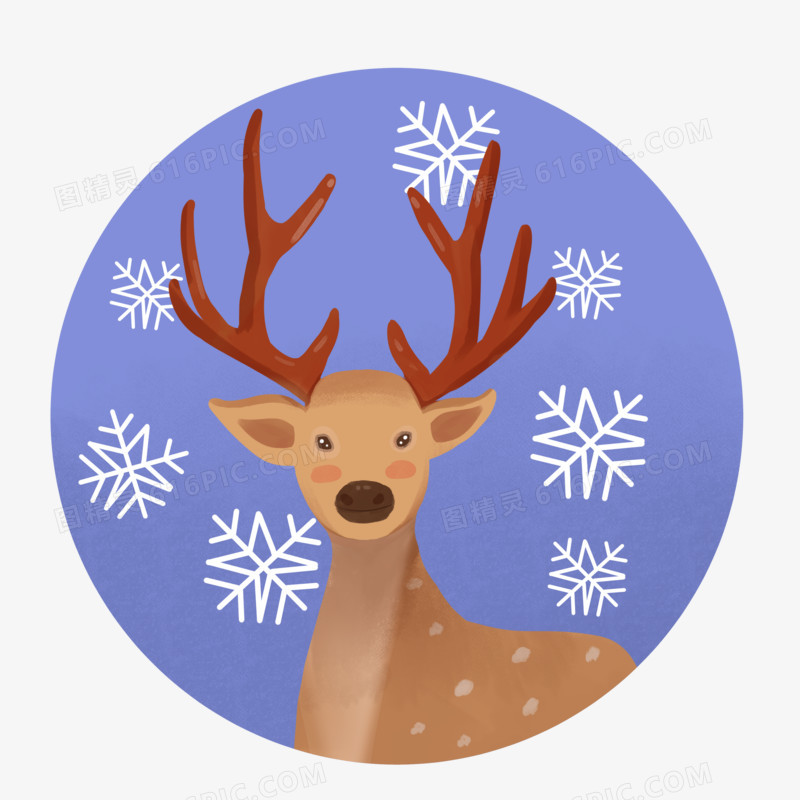 手绘圣诞主题之麋鹿装饰画元素