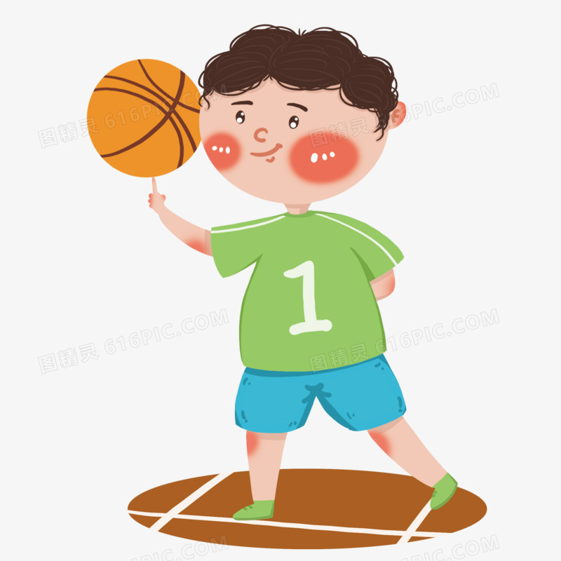 单指转篮球的男孩