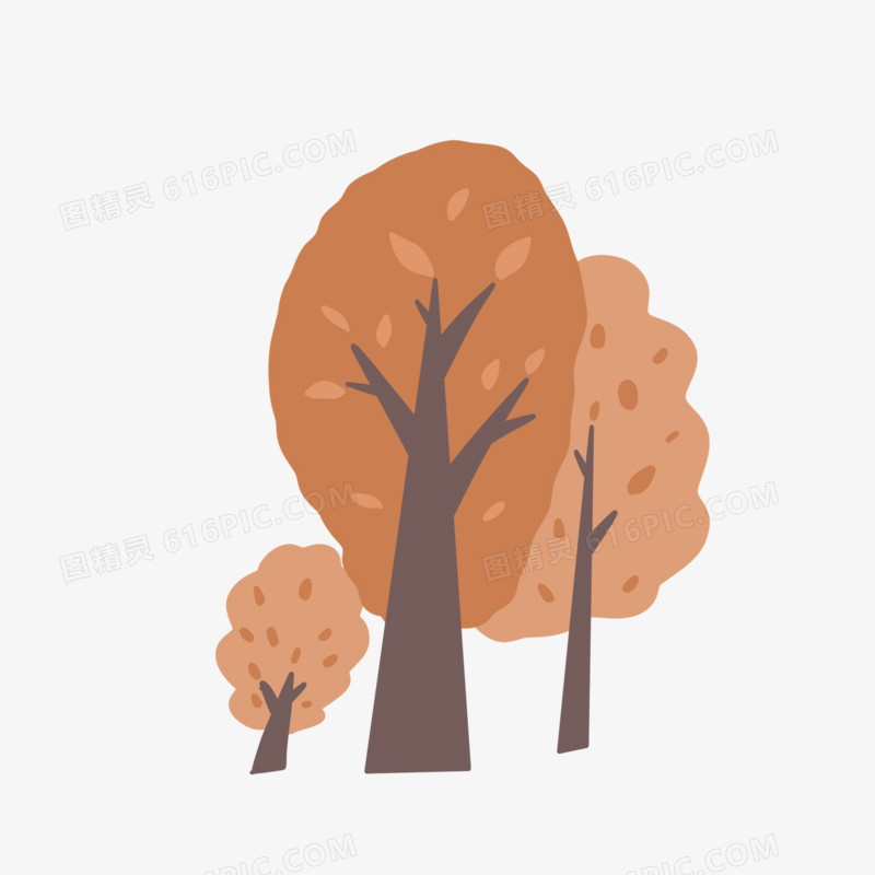 卡通秋天树木手绘大树元素