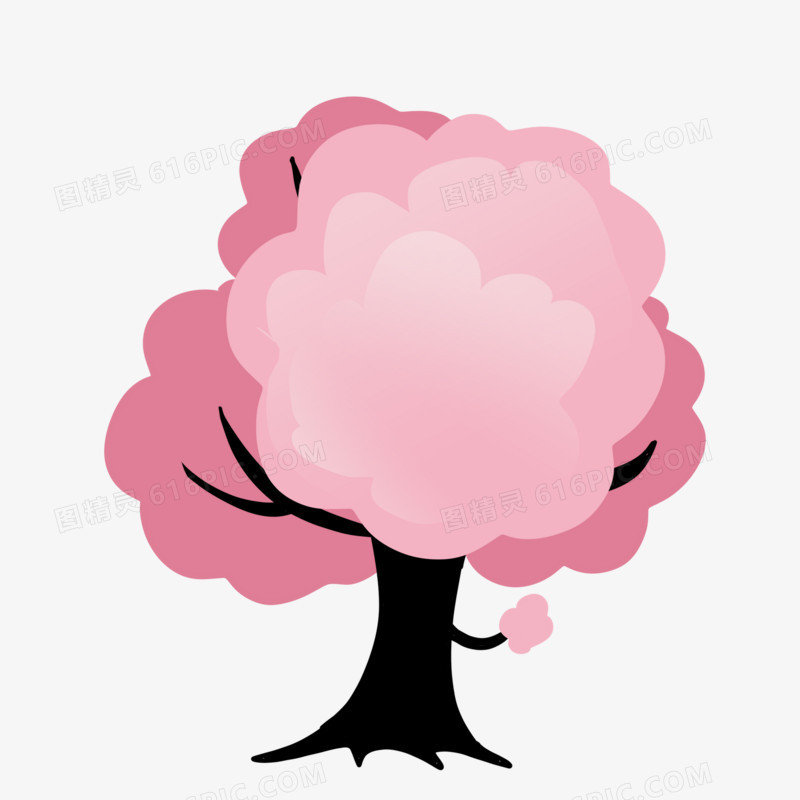 粉色卡通樱花树免抠元素