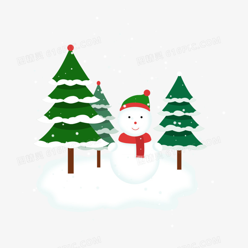 圣诞节圣诞树和雪人