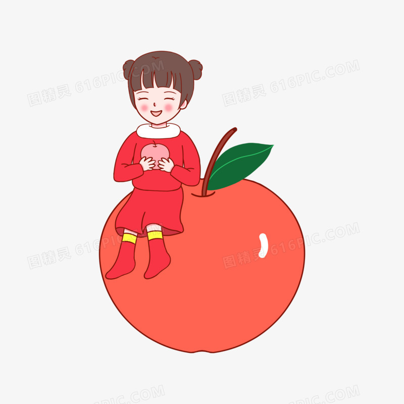 平安夜苹果和小女孩