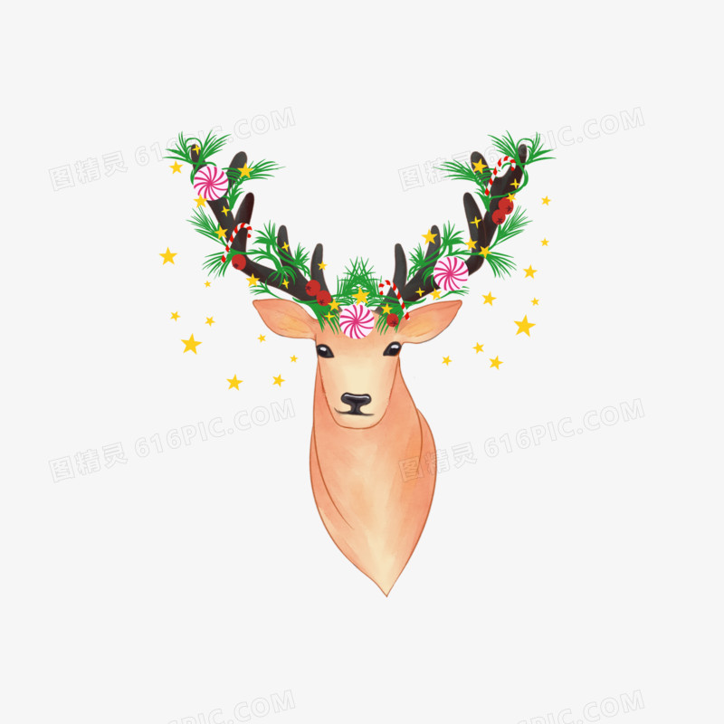 唯美圣诞节梅花鹿头装饰