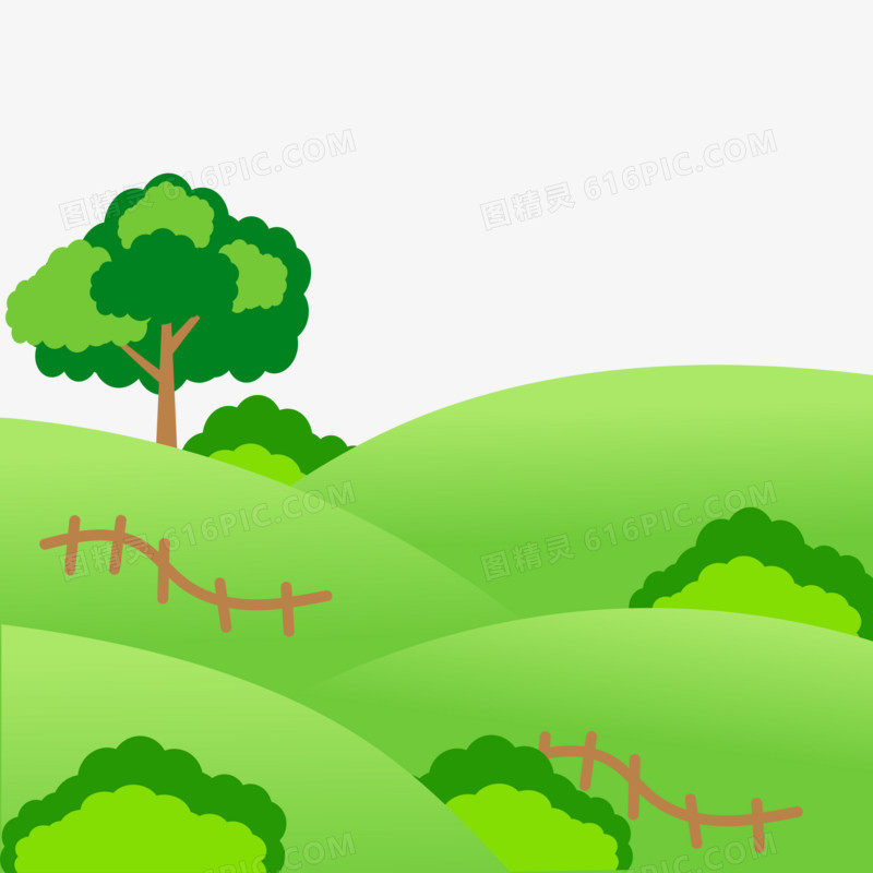 ai矢量绿色卡通植物草地草坪png免抠