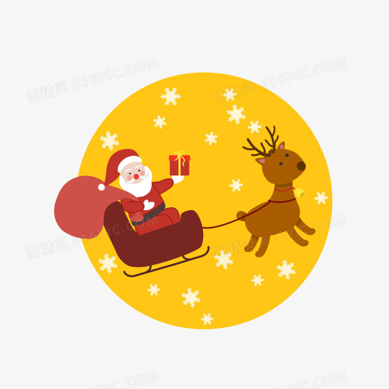 圣诞老人小鹿和月亮