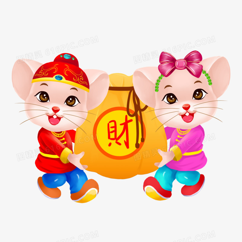 鼠年卡通手绘角色大礼包素材