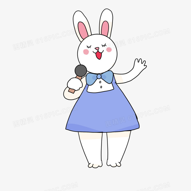 卡通小兔子动物唱歌免抠元素