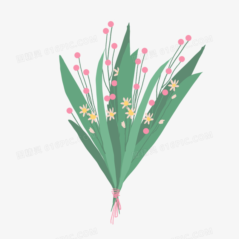 原创清新手绘卡通花朵花束元素