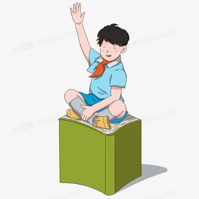 可爱男孩卡通读书学习元素