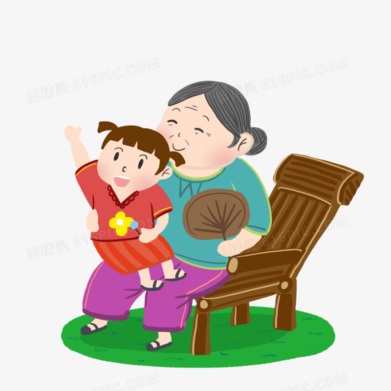 关爱老人卡通简约清新元素